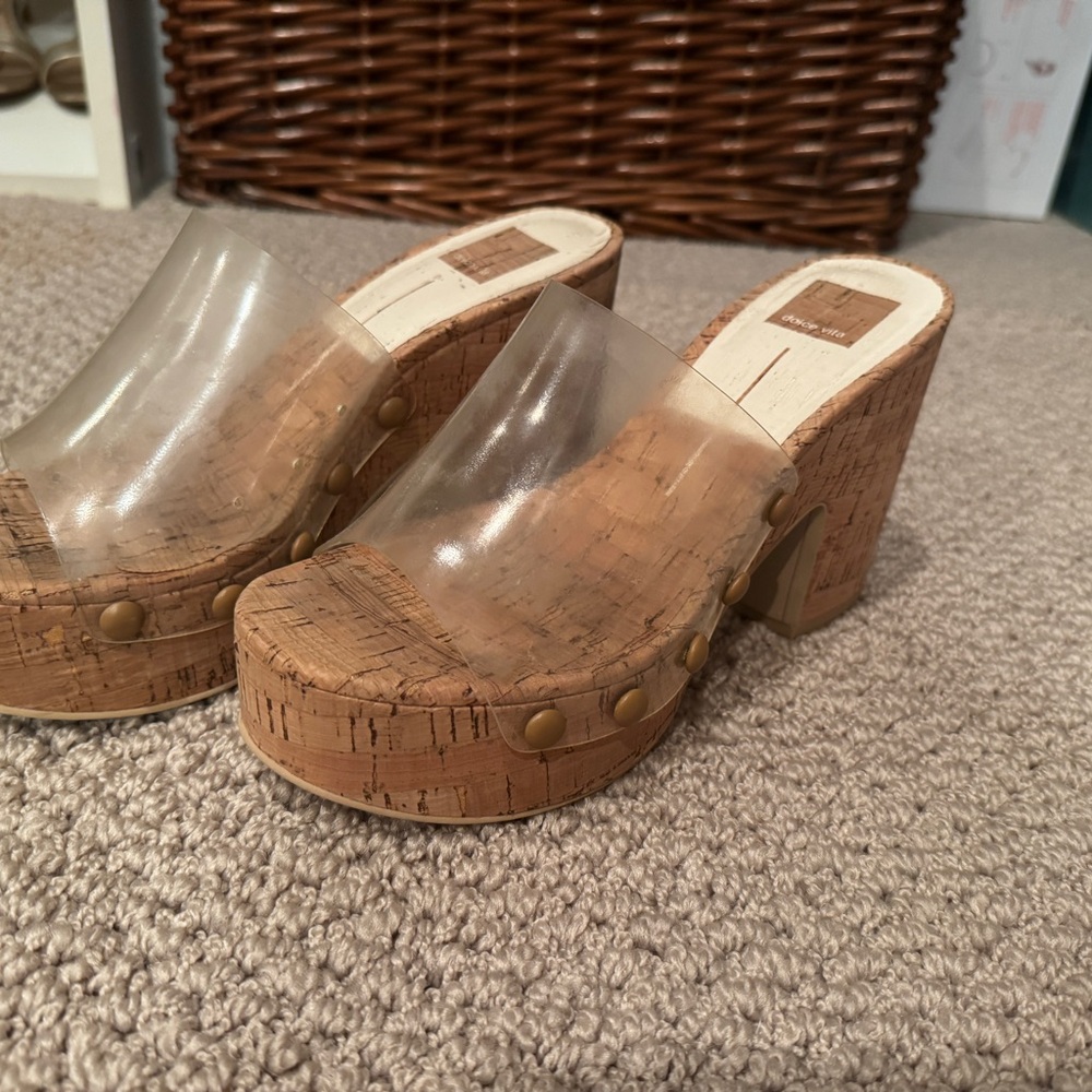 Dolce Vita Clear Cork Mules